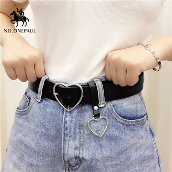 

NO.ONEPAUL Belt Fashion Women Female Belt Genuine Belt Pin Buckles Fancy Vintage for Jeans Leather Belts For Women Female