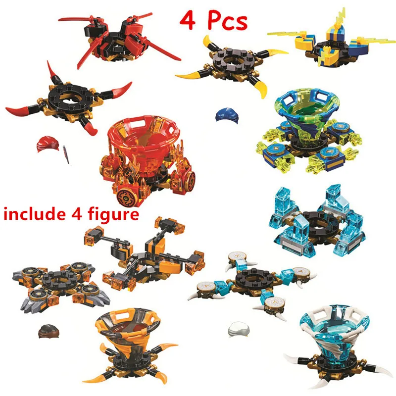 Brinquedos para Presente das Crianças Lote Ninjagoed Kit Bricks Spinjitzu Building Blocks Cole Jay Kai Zane Filme Clássico Modelo Ninja Crianças 4 Pçs –