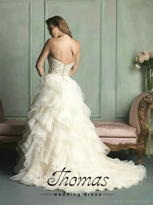 novo elegante um-linha милая блузка из органзы белого цвета/marfim vestidos de noiva vestido de noiva personalizado