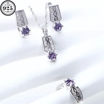 

Bridal Jewelry Sets For Women 925 Sterling Silver Wedding Costume Jewelry Zircon Earrings Necklace&Pendant Earrings Rings Set