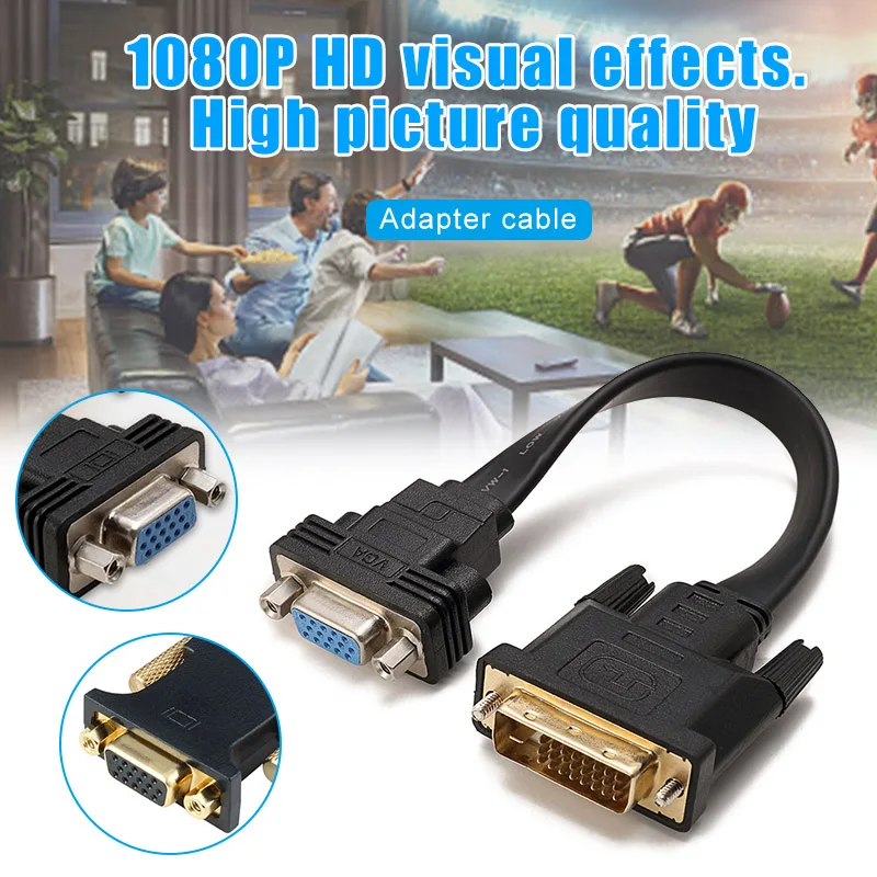 High Quality DVI-D 24+1 Male to VGA 15Pin HDTV Female Monitor Adapter Connector Flat Cable |