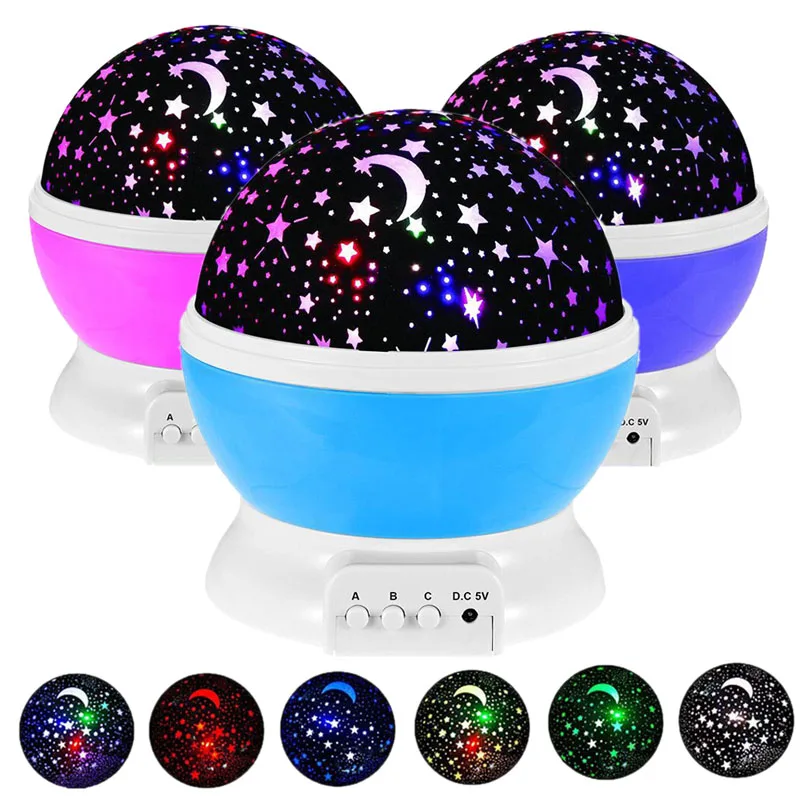 3 colours LED Rotating Night Light Projector Starry Sky Star Master Children Kids Sleep Romantic USB Projector Lamp Child Gifts