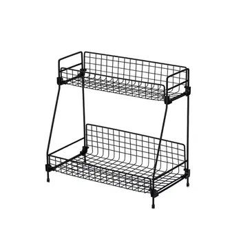 

Double Layer Books Nordic Style Kitchen Organizer Iron Storage Shelf Cosmetic Creative Storage Rack Multifunctional Minimalist