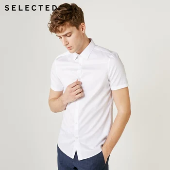 

SELECTED Men's 100% Cotton Pure Color Slim Fit Business Casual Short-sleeved Shirt T|419204509