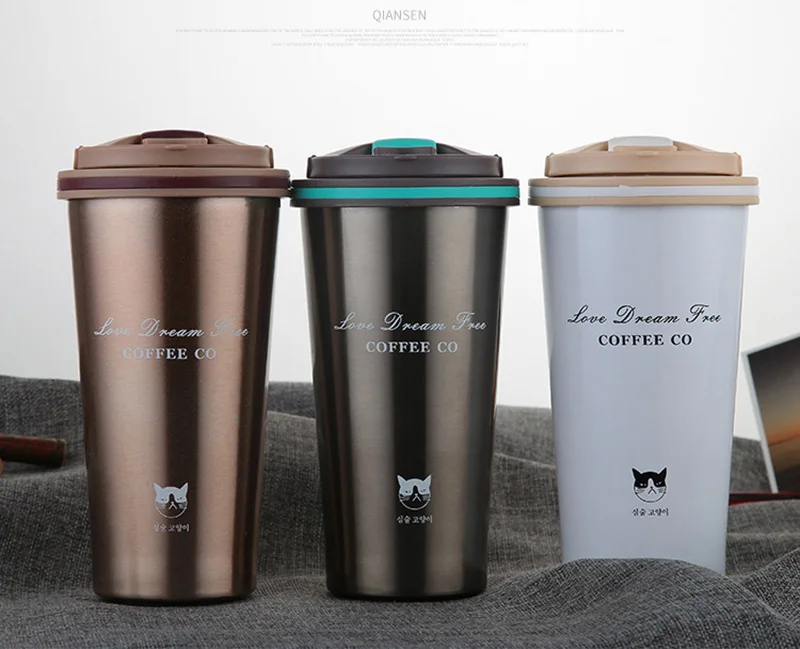 500ML Portable Insulated Coffee Mug Thermal Coffee Cup With Lid Stainless Tumbler Hot Termos Para Agua Caliente