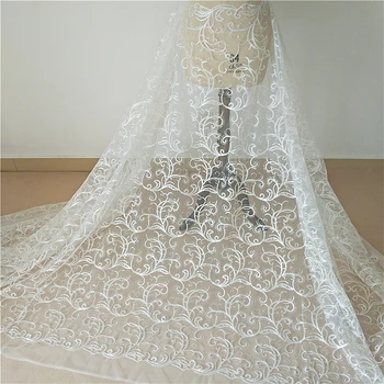 

Allover sequins embroidered shiny tulle mesh lace fabric for children dress, party dress, Ivory Rayon material, lace fabric 2020