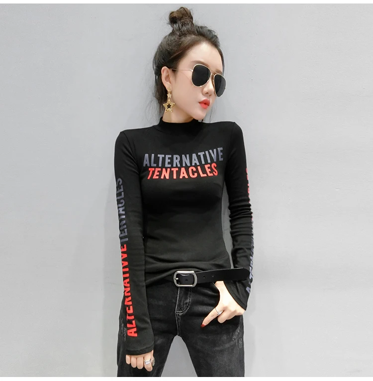 GGRIGHT Poleras Mujer De Moda Водолазка женская футболка с длинным рукавом женская одежда корейский стиль Футболка женская футболка Femme