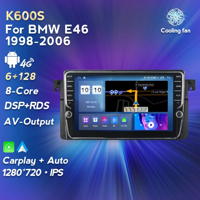 Built in Carplay+Auto WIFI 4G LTE BT 6+128G 8 Core For BMW E46 Car