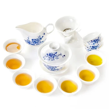 

Kung Fu Tea Set Ceramic Tea Cup Teapot Set White Porcelain Set Blue and White Porcelain Cup Cover Bowl Tea Set