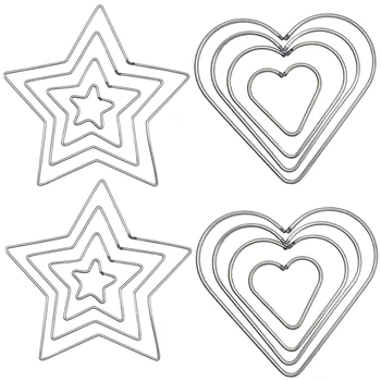 

16 Pcs DIY Craft Dream Catchers Star & Heart Shape Rings Metal Hoops (Silver)