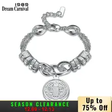 DreamCarnival 1989 Sintia круглые шармы из нержавеющей стали модные браслеты для женщин Серебряный цвет подарки оптом 2LCB-2050