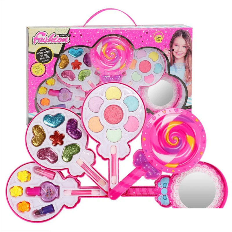 

Little Girl Child Lollipop makeup Non-toxic and Easy to Wash Cosmetics Lipstick Eye Shadow Nail Polish gift Set