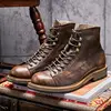 Retro Big Round Toe Men Work Boots British Style Cool Leather Lace Up Ankle Boots Man Autumn Casual Shoes ► Photo 3/6