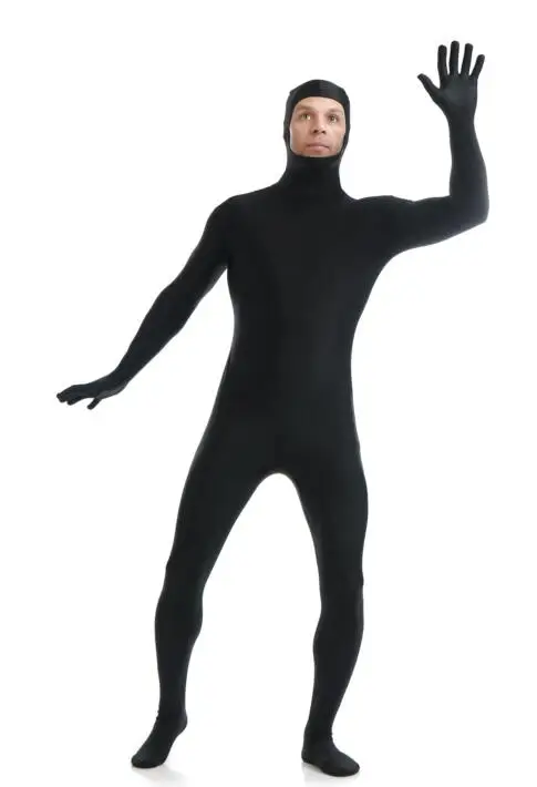 Костюм зентай из лайкры для взрослых и детей, костюмы на Хэллоуин для мужчин, облегающие костюмы, нейлоновое боди из спандекса, костюмы для косплея - Цвет: Черный