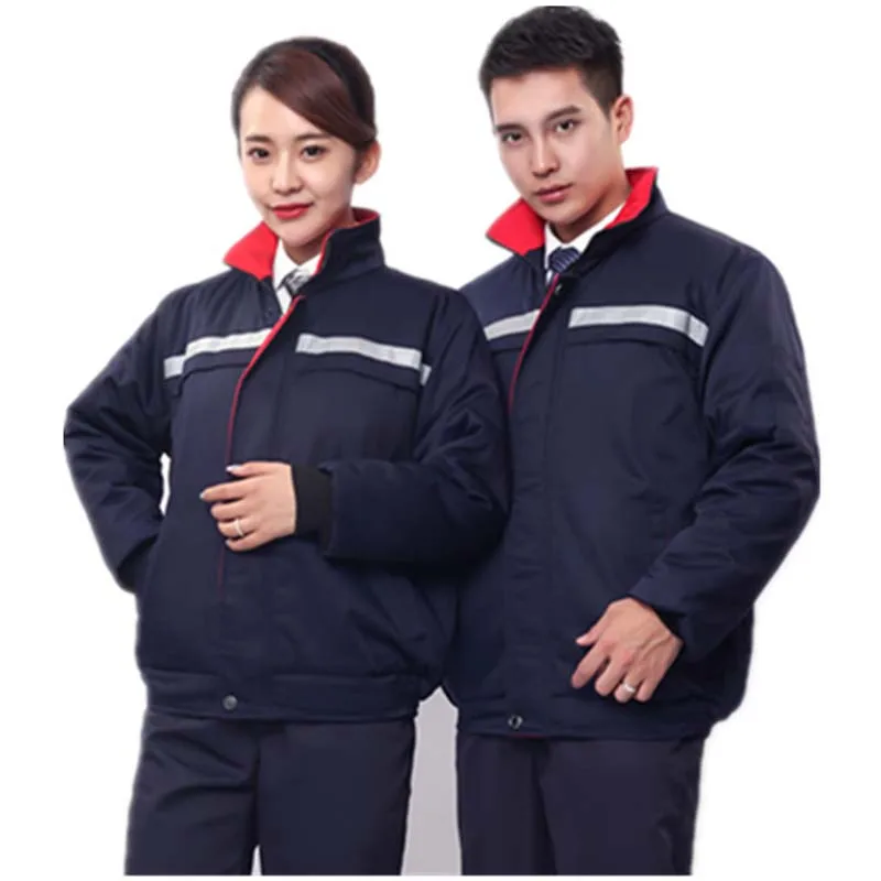  Work clothing men women winter warm thick jacket coat car workshop reflective electricity installat