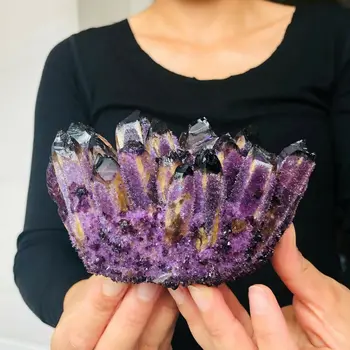 

426G natural purple quartz crystal cluster sample cured