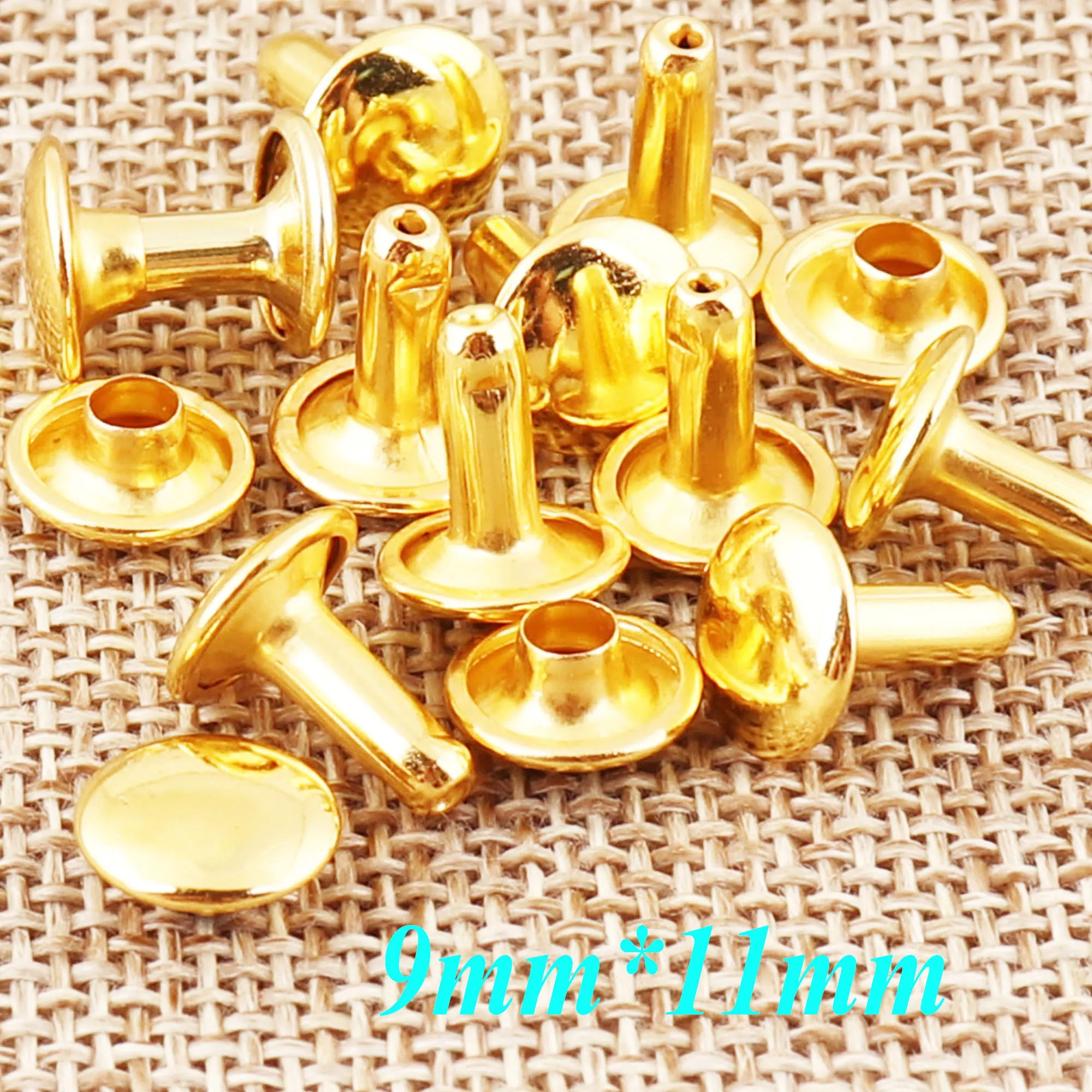 

200 sets Craft Gold Double Cap Rivets,Leather Rivet Fastener Snaps Prong Studs Riveted -9mm*11mm