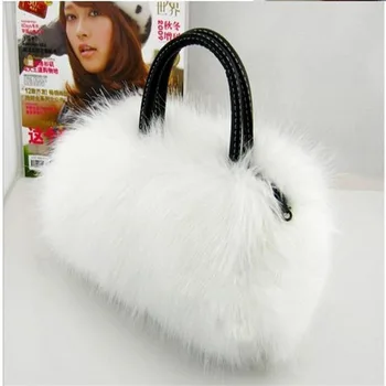 

New Lady Girl Pretty Cute Faux Rabbit Fur Handbag Shoulder Messenger Bag Tote Fashion Women Long Fur Grass Handbag Messenger Bag