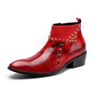 

Martin Boots Short Boots Waterproof Boots Chaussures Men's Cow Leather Summer Pointed Toe Ankle Genuine Leather Work & Safety