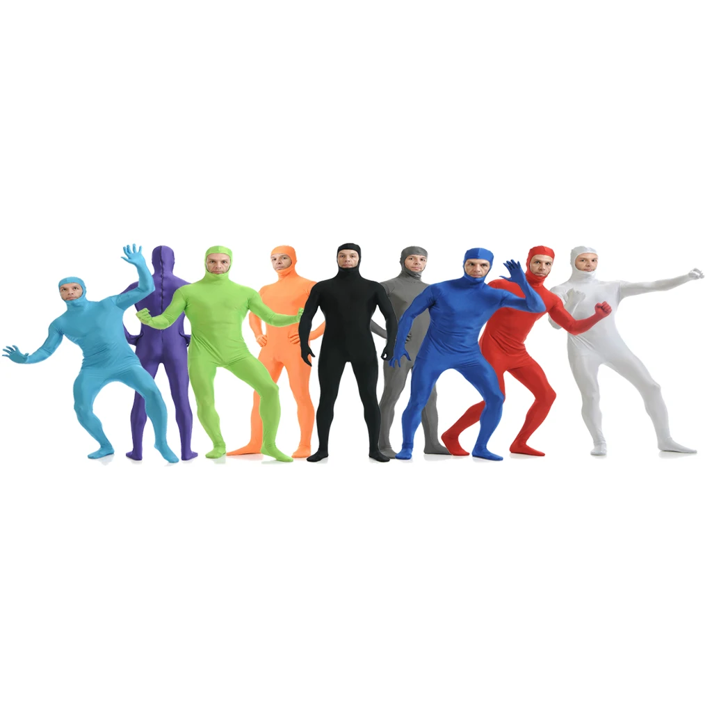 Open Face  Zentai Spandex Catsuit Skin Tight Costume Light Blue S