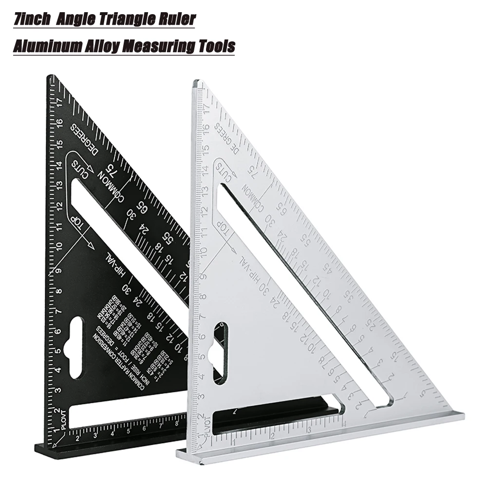7 Inches Aluminum Alloy Triangle Angle Ruler Protractor Inch Metric Speed Square Measuring Ruler Miter Framing Building Teaching Woodworking Machinery Parts Aliexpress