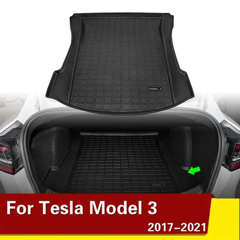 Esterilla trasera del maletero para coche Tesla, protector impermeable de TPE, 3 Almohadillas protectoras, forro de carga, bandeja para maletero, accesorios de alfombrilla para el suelo, novedad de 2017-2021