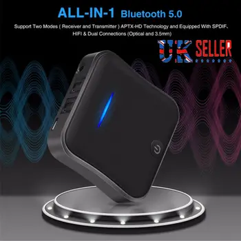 

Bluetooth 5.0 Transmitter Receiver HD BT Audio Music Wireless Adapter 3.5mm 3.5 AUX Jack/SPDIF/RCA for TV PC