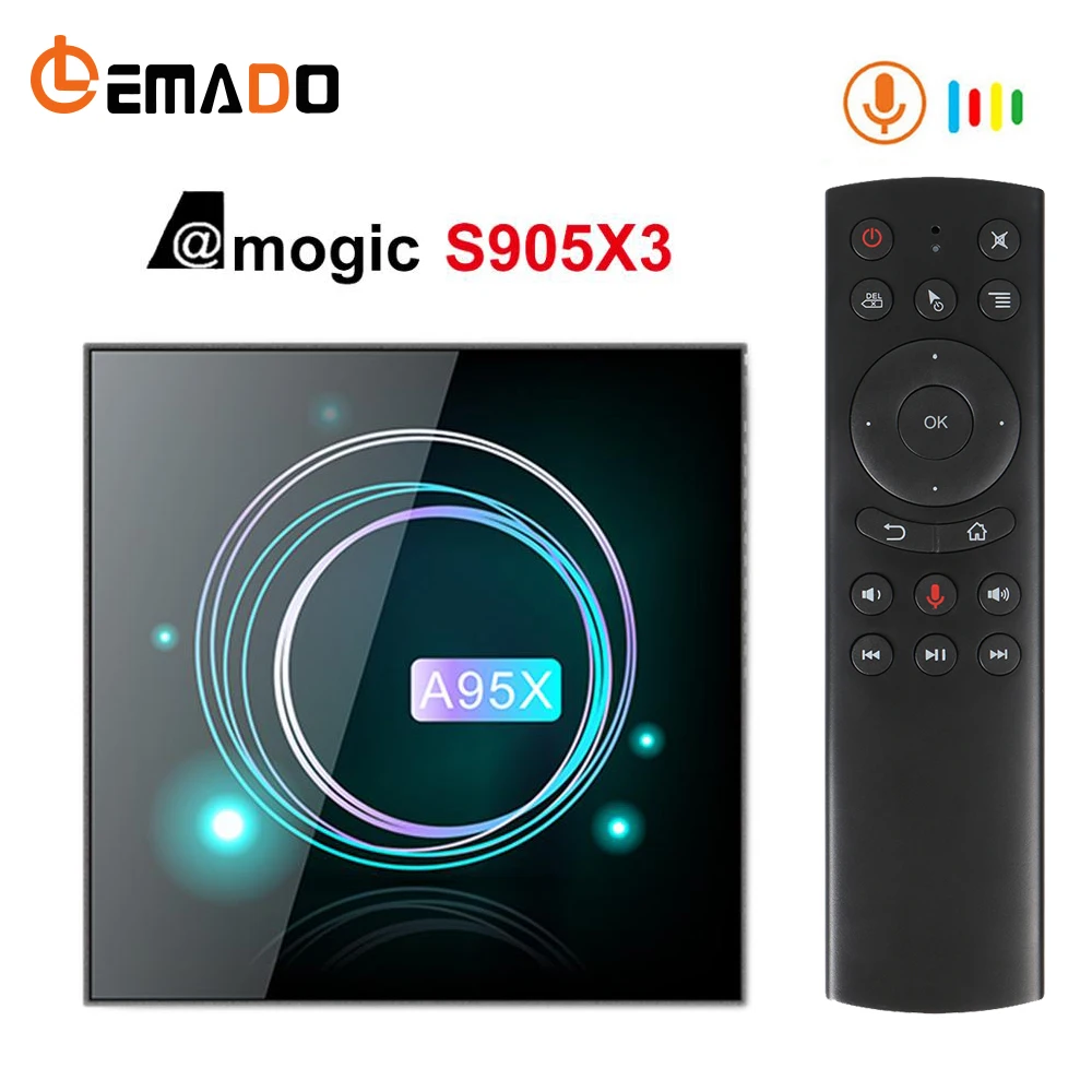 LEMADO A95X F3 тонкий ТВ Box android 9,0 Amlogic S905X3, 4 ГБ, 64 ГБ, с светодиодный Дисплей 2,4G& 5G WI-FI HDMI 2,0 8K YouTube android ТВ коробка