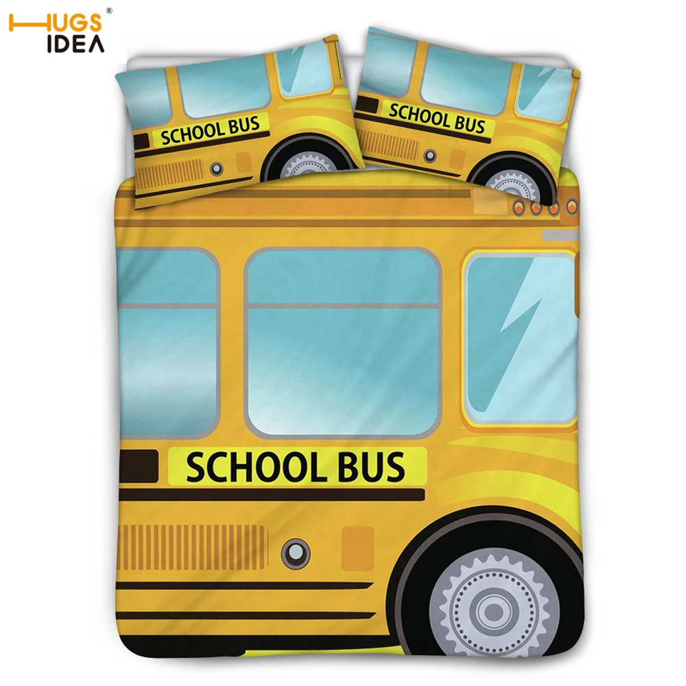 HUGSIDEA 3Pieces Hippie Bus Bedroom Duvet Cover Child/Kid Bedding set Sheet Boy's Comfortable Bed Linen and Pillowcase | Дом и сад