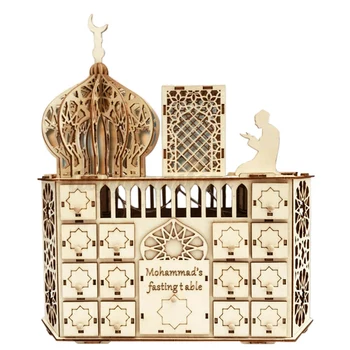 

Wooden Eid Mubarak Ramadan Advent Calendar DIY Countdown Drawer Light Home Decor