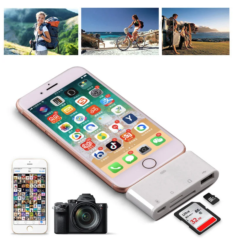 USB Hub+Memory Card Reader+Camera/Keyboard Connect Kit For iPad iPhone XS MAX 