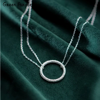 

925 Silver layered Necklace Circle Jewelry Minimalism Pendants Chocker Kolye Vintage Boho Bijoux Femme Collier Women Necklace