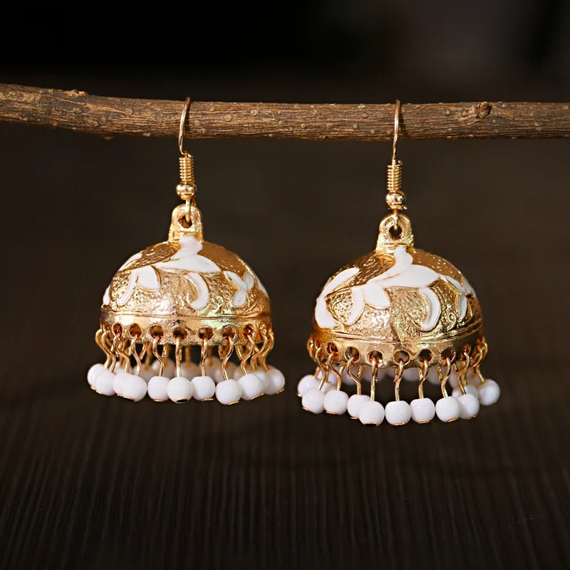 Silver Oxidized Earrings Jhumka Jhumki Imitation Ethnic Jewelry Long Dangle 1L9 