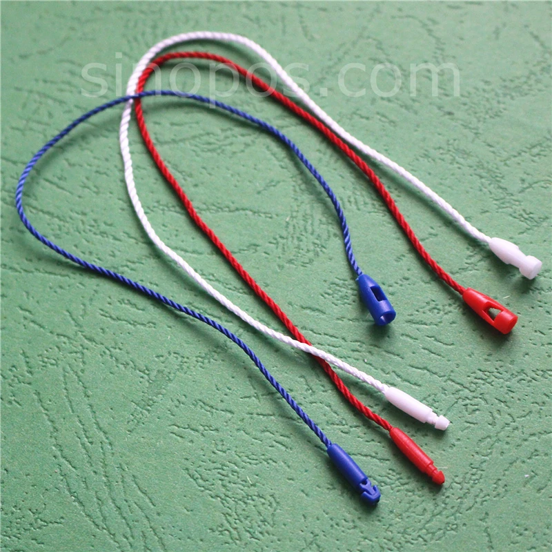 Plastic Hang Tag Seal String With Bullet Plug, Nylon Cord Snap Head
