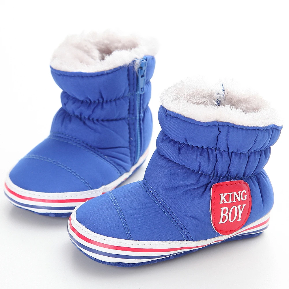 Детские ботинки на возраст от 0 до 18 месяцев Теплые Зимние Детские парусиновые Детские теплые ботинки обувь для мальчиков Плюшевые ботинки на молнии для малышей нескользящая обувь