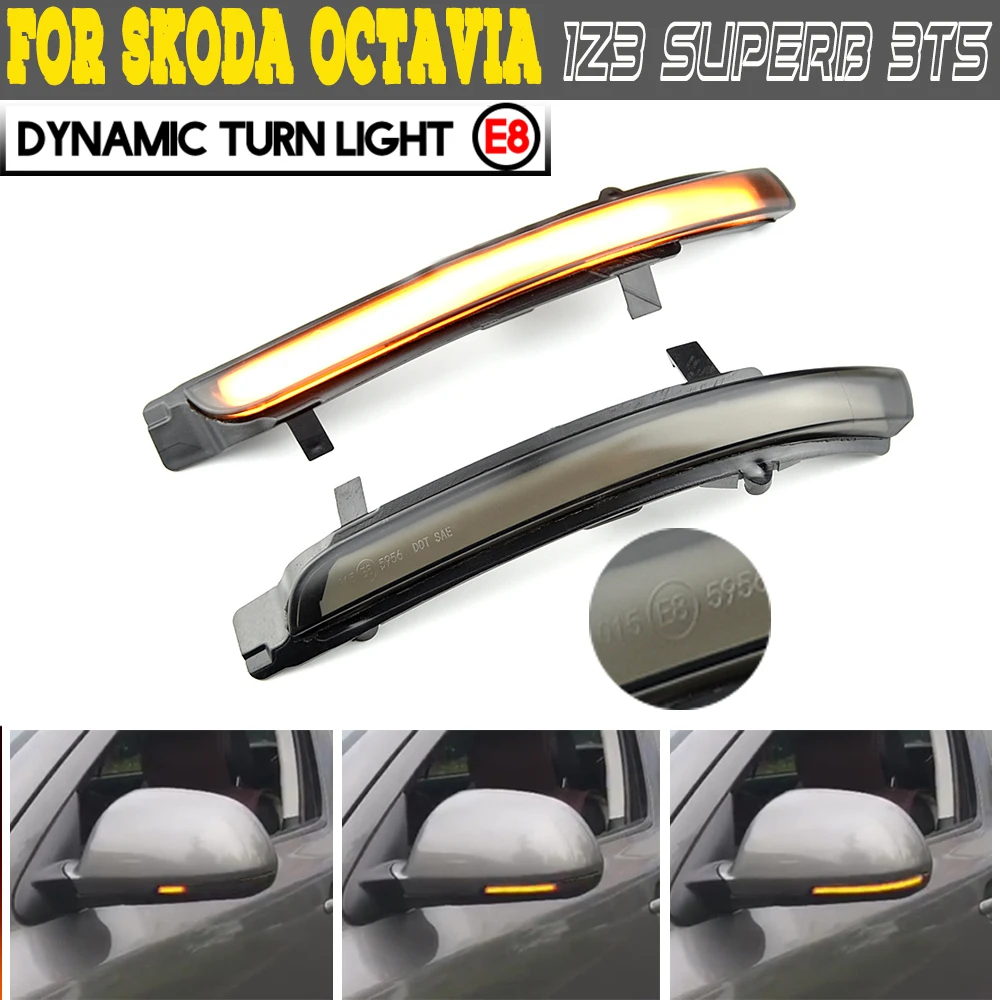 

LED Turn Signal Light For Skoda Octavia MK2 1Z3 2009-2012 1Z5 MK2 3T4 3T5 Dynamic Blinker Side Mirror Indicator