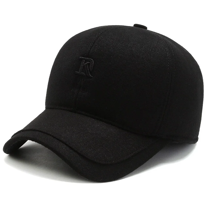

Winter Warm Baseball Cap With Fold Earmuffs Warmer Thickened Ear Protection Duck Tongue Cap Plain Dad Hats Solid Color Hat