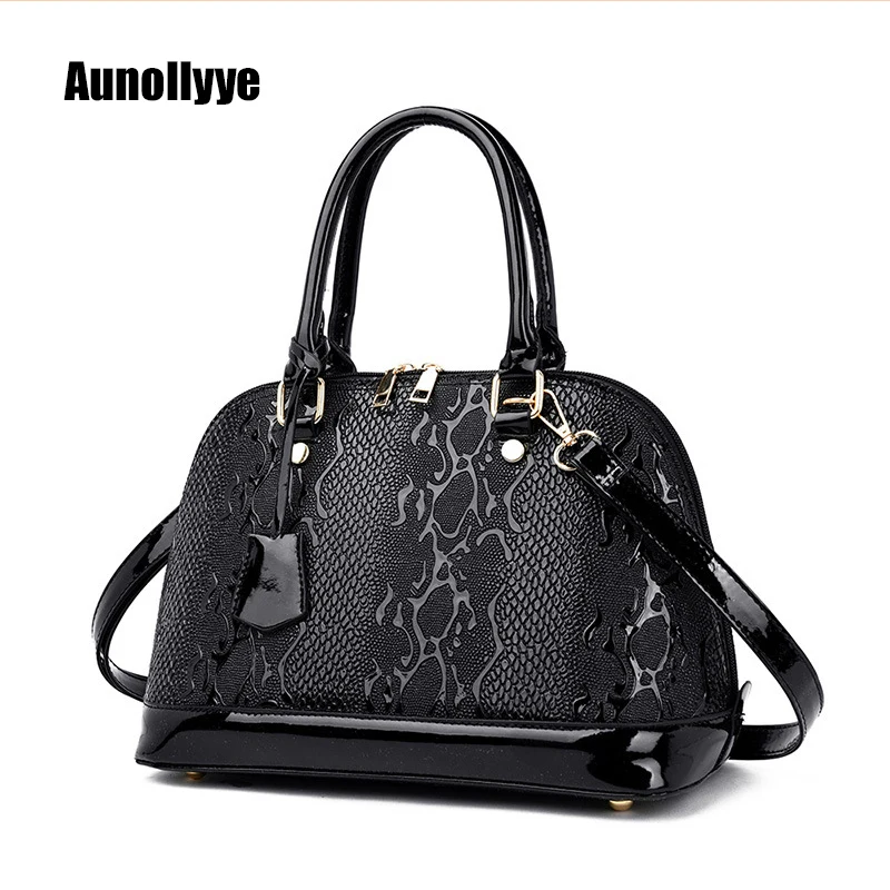 

Female Luxury Designer Python Textured Leather Handbags Women Brand Solid Oily PU High Quality Office Shoulder Bag Tote Bags