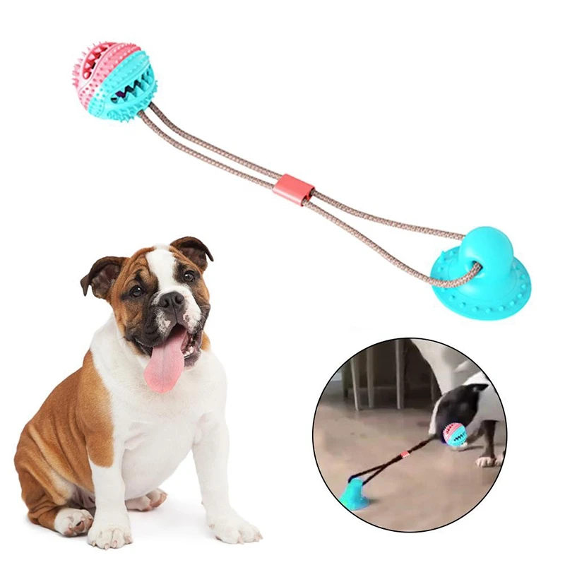 New Pet Cats Dogs Interactive Suction Cup Push TPR Treat Ball Toys