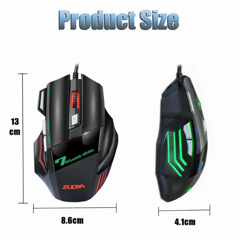 ZUOYA MMR3 5500 dpi 7 кнопок мышь светодиодный Оптическая Проводная игровая мышь USB Регулируемая Бесшумная/звуковая мышь геймерские компьютерные мыши