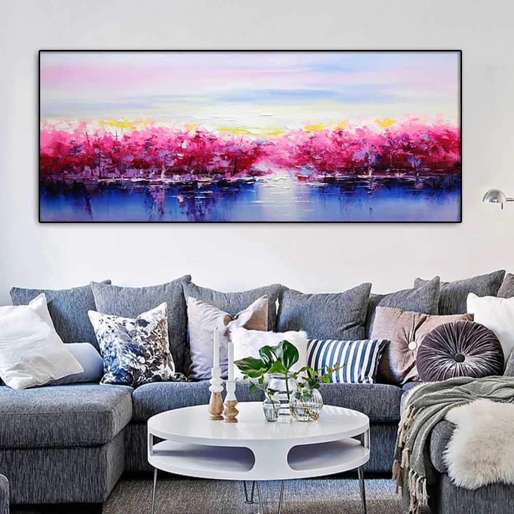 

Картина по номерам на холсте Красные Деревья, 60x120 см