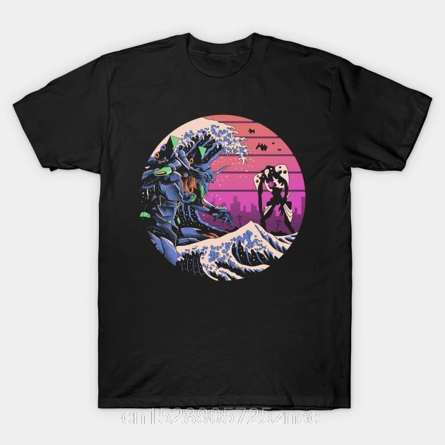 Camiseta с принтом Ретро волна EVA футболка для мужчин мужская женская camiseta | Мужская
