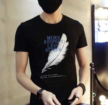 

Summer new men's street letter characters print loose short-sleeved T-shirt 7569