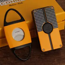 COHIBA металлическая сигарная Зажигалка резак набор ветрозащитный 3 струйный фонарь газовая зажигалка Нержавеющая сталь сигары резак острое лезвие W/Подарочная коробка