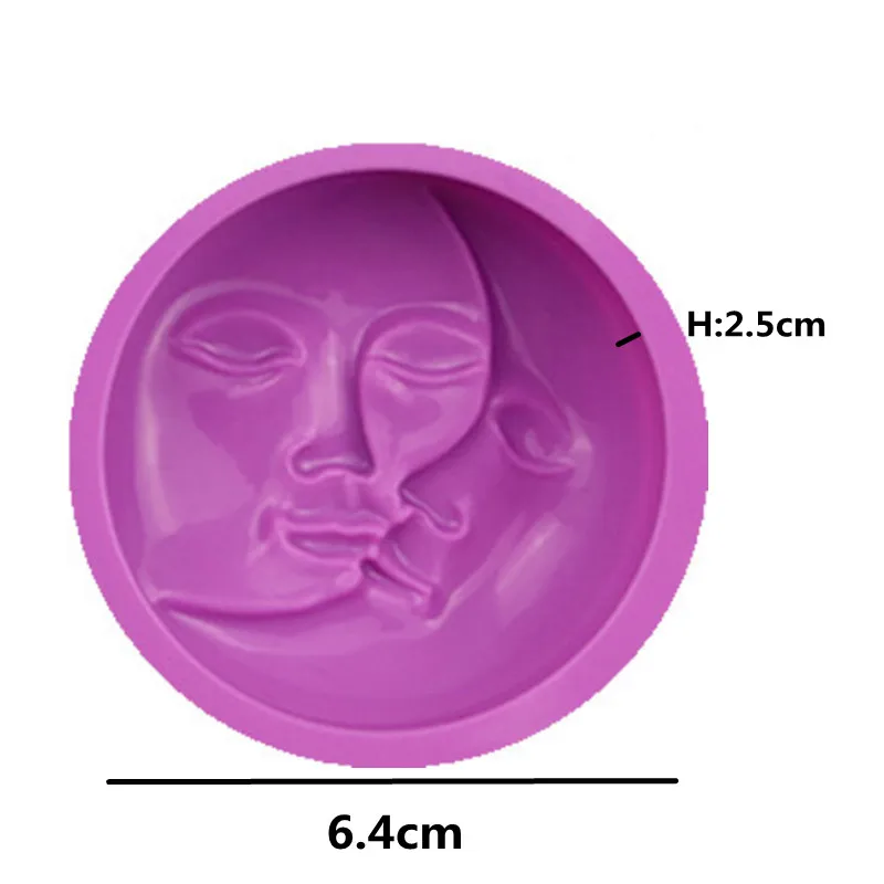 Moon Love Sun Design Silicone Candle Mold Round Minimalist Style Face Candle Mold DIY Handmade Ornaments Soap Plaster Mould 1pcs Silicone Mold Silicone Candle Mold Aromatherapy Candle Mold Silicone Candle Molds Candle Mold