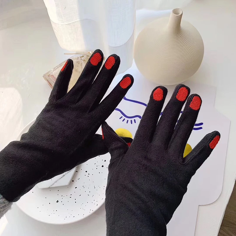 11,11 Newness, рождественские перчатки для ногтей, зимние кашемировые перчатки с вышивкой, матовые плотные теплые женские перчатки