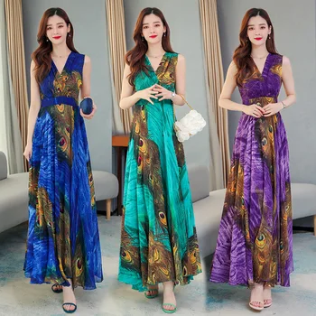 

Dress Summer Dress Female 2020 New Temperament Chiffon Slim Beach Skirt Big Thin Skirt Maxi