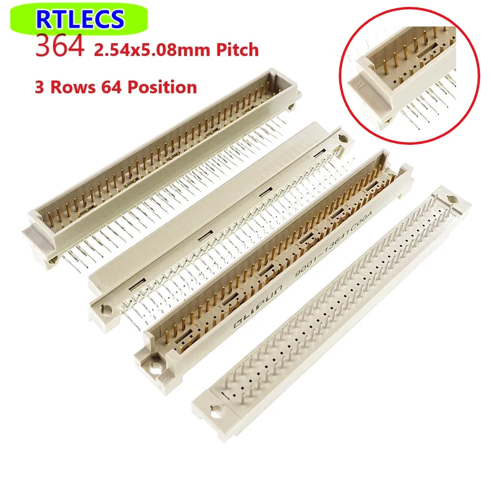 Conector Masculino e Fêmea do Ângulo Direito Ruído 41612 Fileiras 64 Posições Encabeçamento da Tomada Furo Direto Direto Pwb 2.54 mm x 5.08 mm Peças