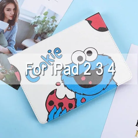 Умный чехол с мультипликационным принтом Элмо и куки для iPad Air 1/2, iPad, ультра тонкий чехол с подставкой для iPad 234, mini12345, Автоматическое включение/выключение - Цвет: Blue For pad 234