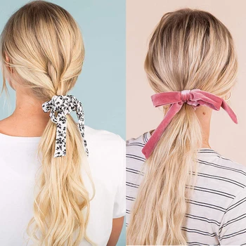

Hair Scarfs for Women Girls, Funtopia Double Layer Bow Scrunchies for Hair Bunny Ear Scrunchies with Assorted Colors
